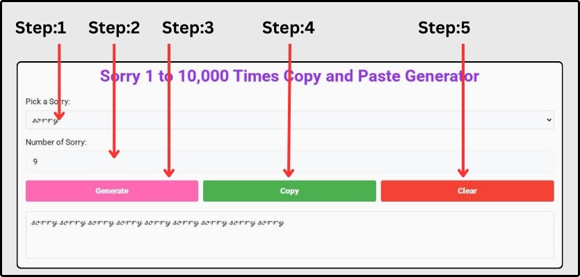 Sorry 1 to 10000 Time Copy & Paste