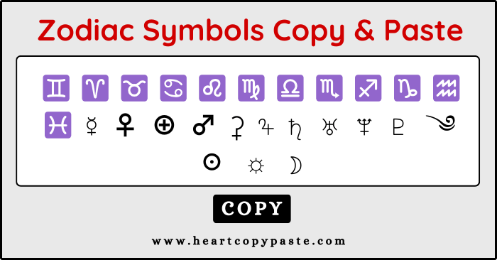 Zodiac Symbols Copy & Paste