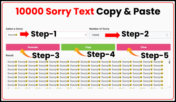 10,000 Times Sorry Written Copy Paste