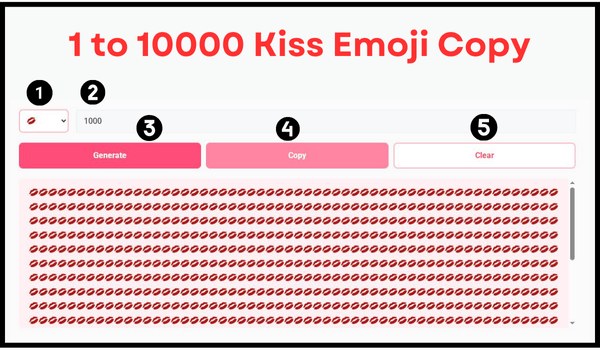 1 to 10000 Kiss Emoji Copy